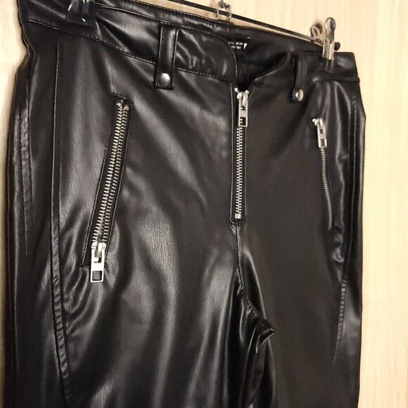 Zara Black Faux Leather Moto Pants Padded Knees XS - Picture 5 of 8